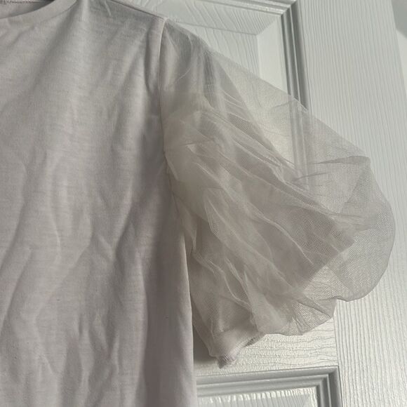 iBLUES White T Shirt - Sheer Puffed Sleeves Size Small - Great Condition - Picture 3 of 5